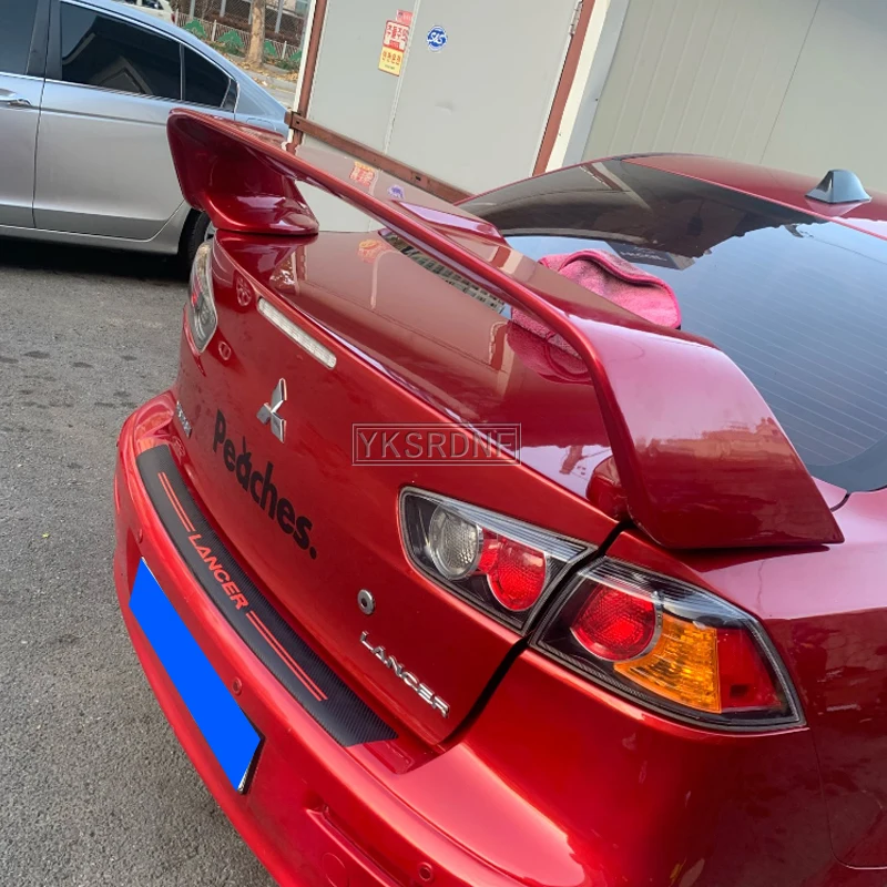 For Mitsubishi LANCER EVO Black Spoiler 2008 to 2015 ABS Material Primer Color Car Tail Wing Decoration Rear Trunk Spoilers Wing