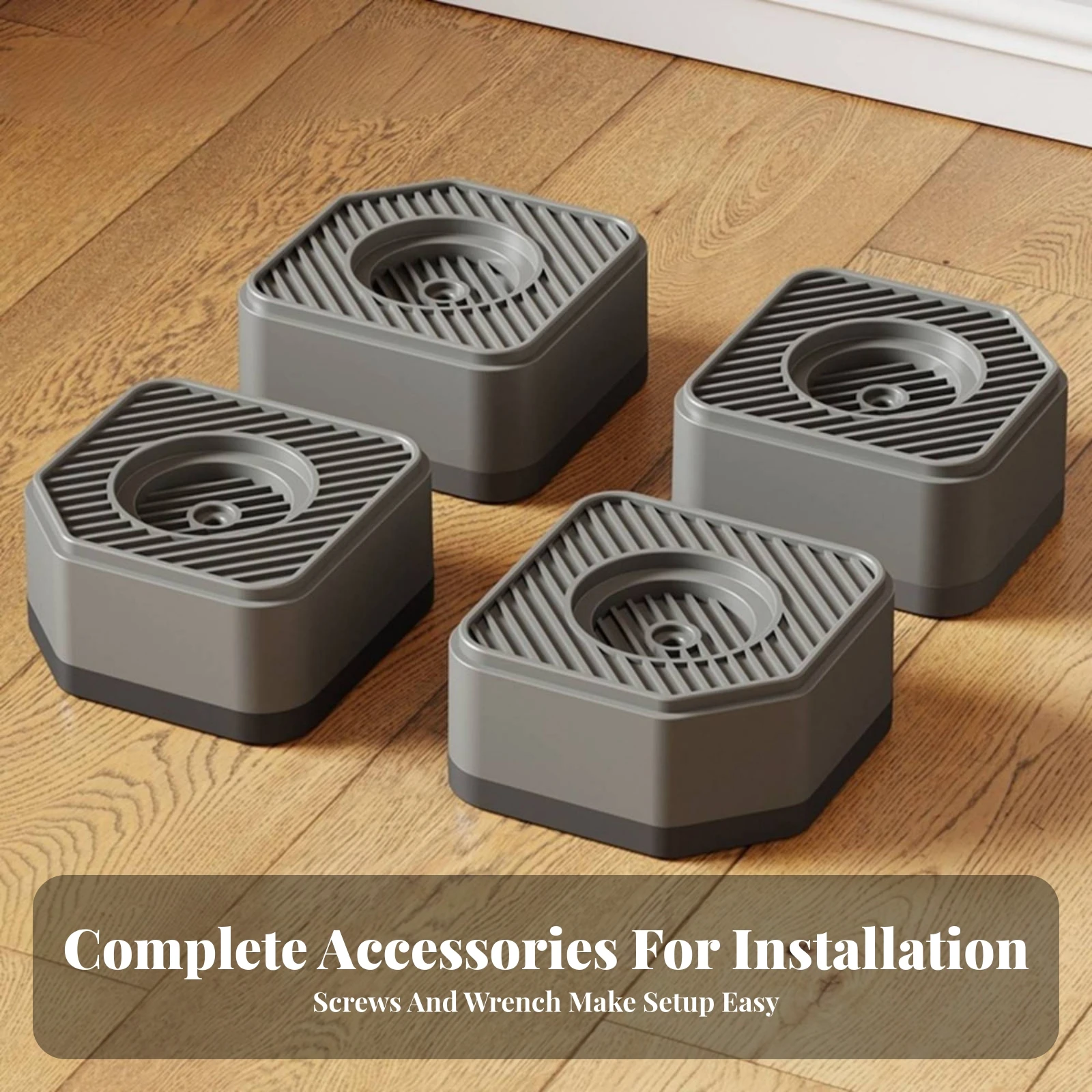 

4 Pieces Molded Plastic Household Accessory Quiet Base Anti-Slip Foot Pad Appliance Support Pad Ribbed Surface
