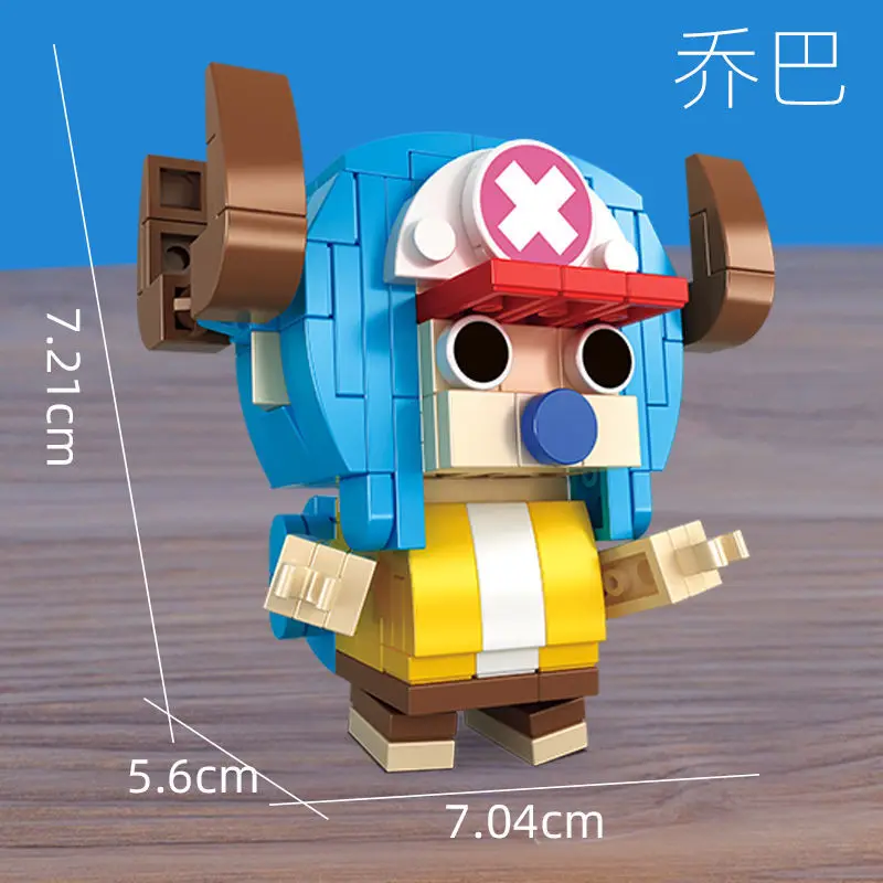 Cartoon Anime One Piece Assembled Figure Cute Luffy Chopper Nami Sanji Action Figures Small Particle Assembled Toy Birthday Gift