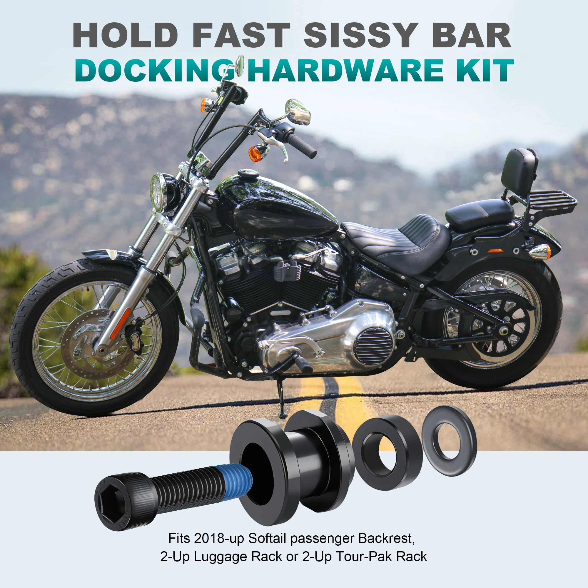 Hold Fast Sissy Bar Docking Hardware Kit for Harley 2018-later Softail Fat Boy Breakout Deluxe Slim Street Bob Heritage Fat Bob