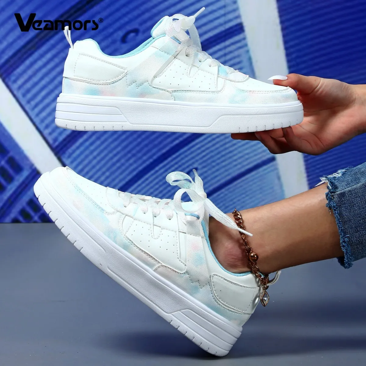 

Кроссовки VEAMORS на платформе, модные повседневные кеды для женщин и мужчин, дышащие спортивные кроссовки для бега