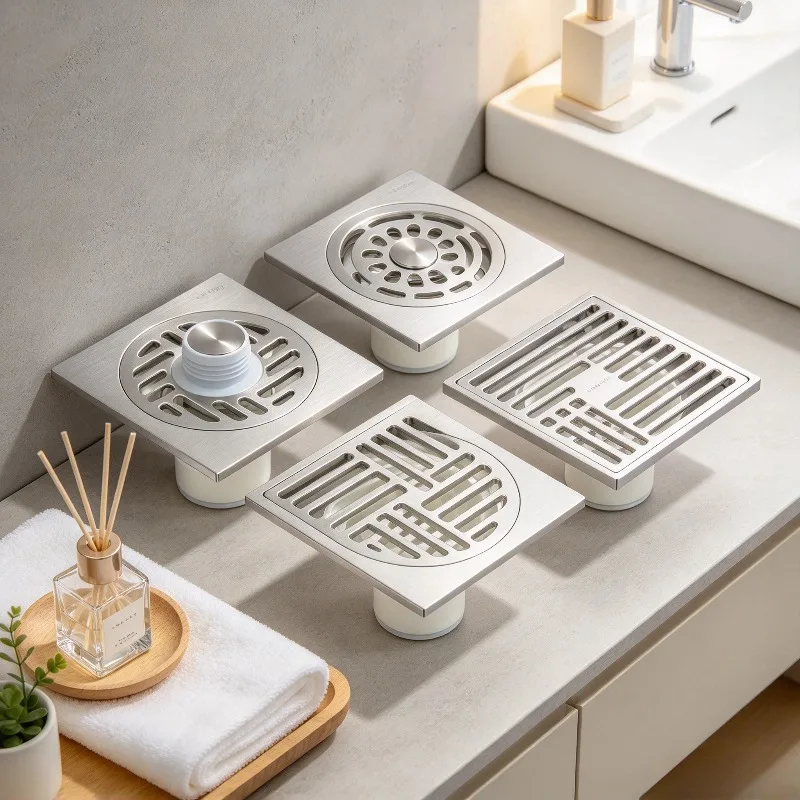 Heavy Brass Linear Shower Drain, Anti-Odor Floor Grate, Universal Washing Machine Cover Trap, Insect-proof Backflow Stopper Pro.