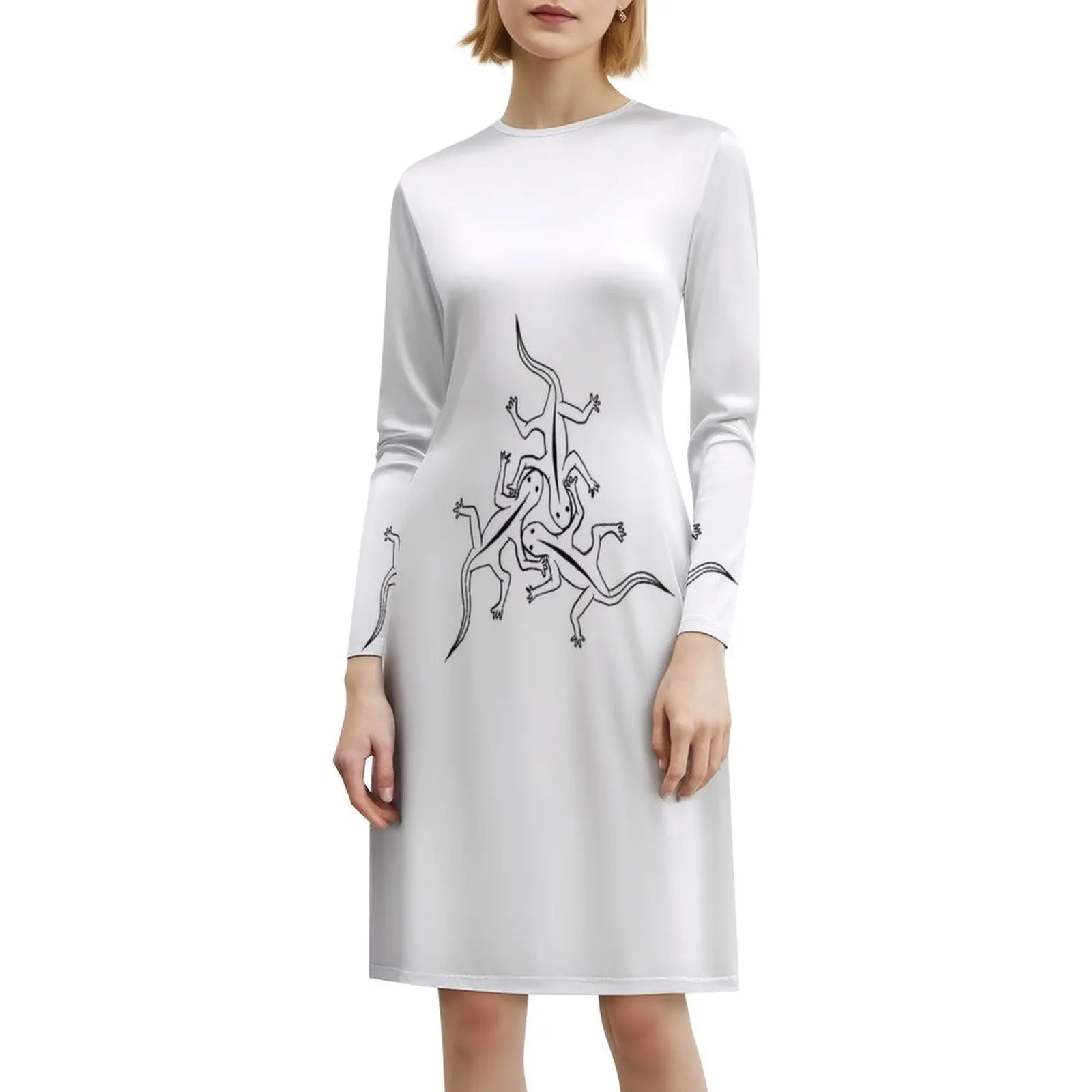 Liz3 여성용 힙합 스트리트웨어 드레스 그래픽 프린트 파티 클럽웨어 도마뱀 파충류 에셔 야생 동물 자연 여성용 드레스