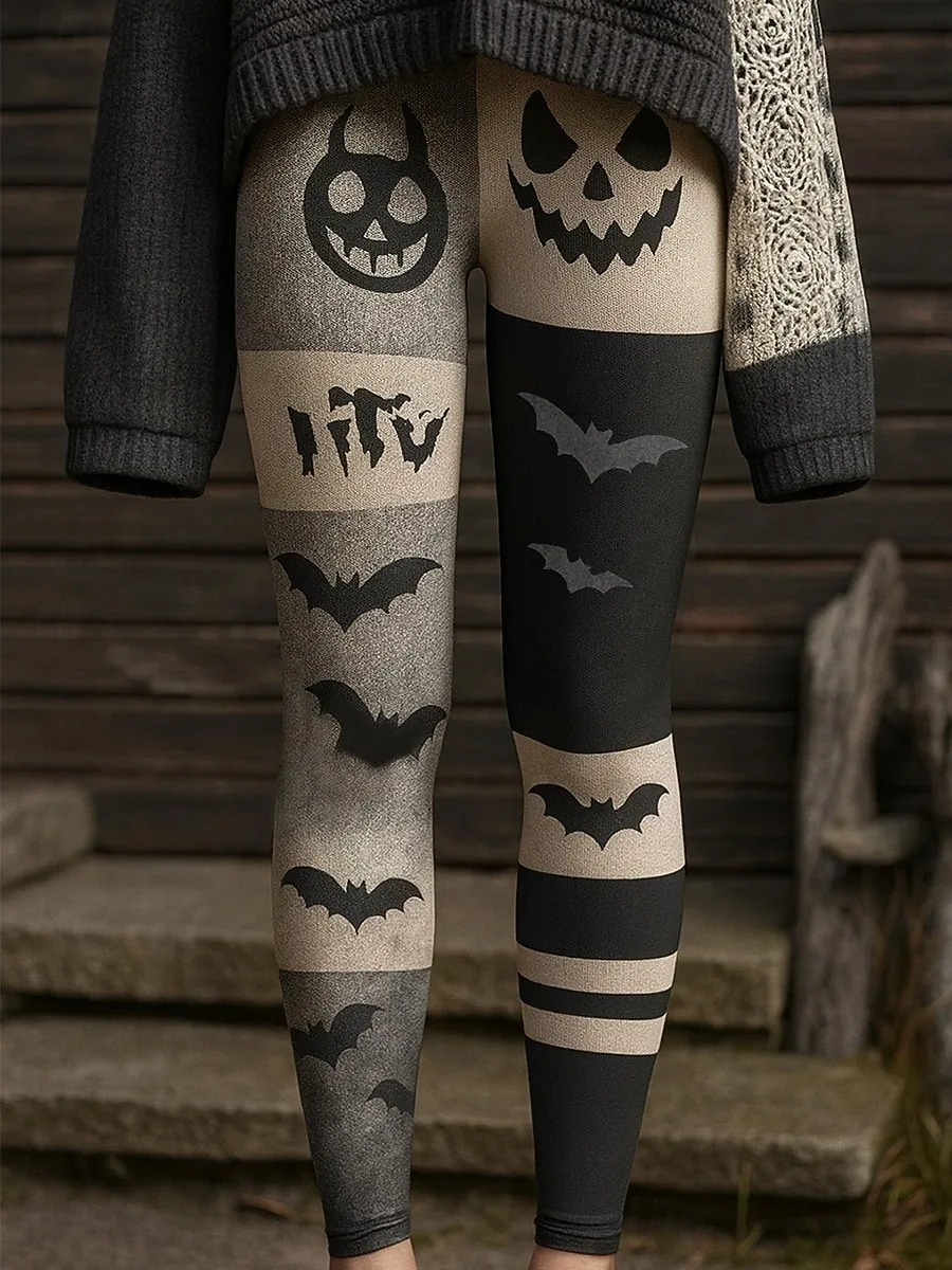 Halloween Graphic pumpkin Printed  Women's Leggings Vacation Vintage Fashion Ankle-Length High Waist Pants casual Women's wear