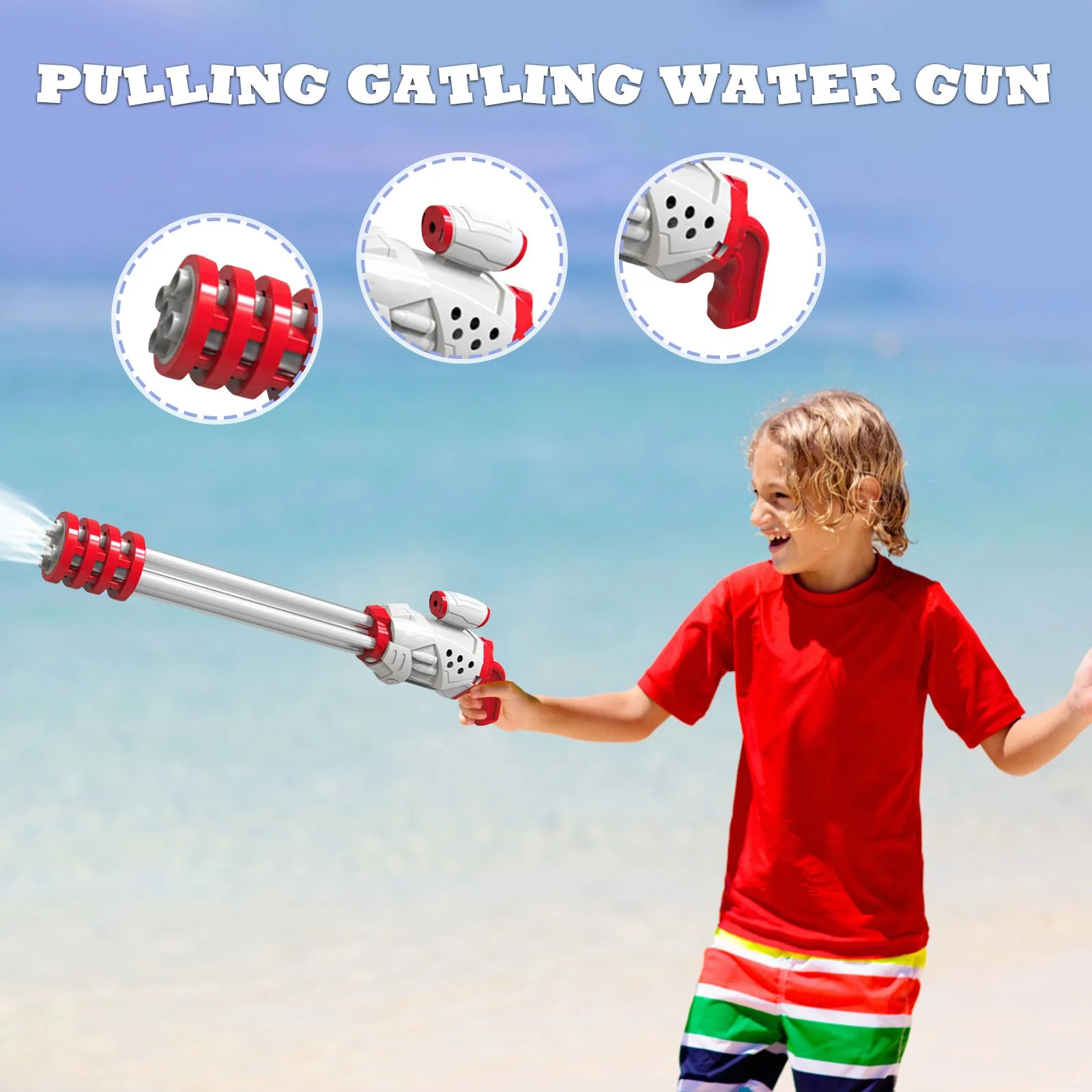 Outdoor Fun Summer Pulling Type Water Cannon Swim Sprayer Toy For Kids Beach Water Fight Interactive Water Shooter Toy Gift view 3