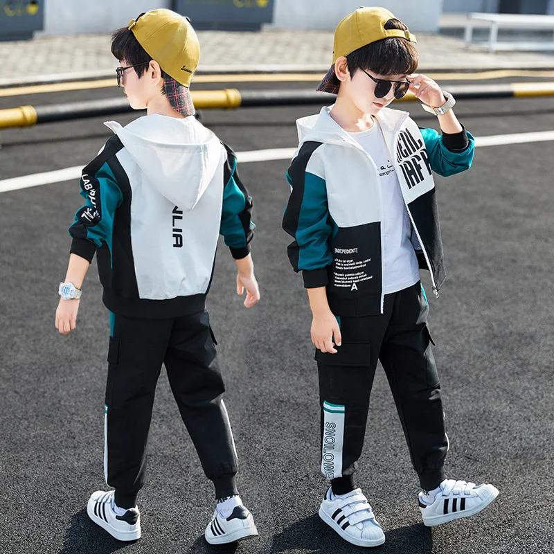 Tuta da bambino vestiti con cappuccio ragazzi tuta sportiva per adolescenti bambini tuta sportiva Casual in cotone felpe e pantaloni moda per bambini