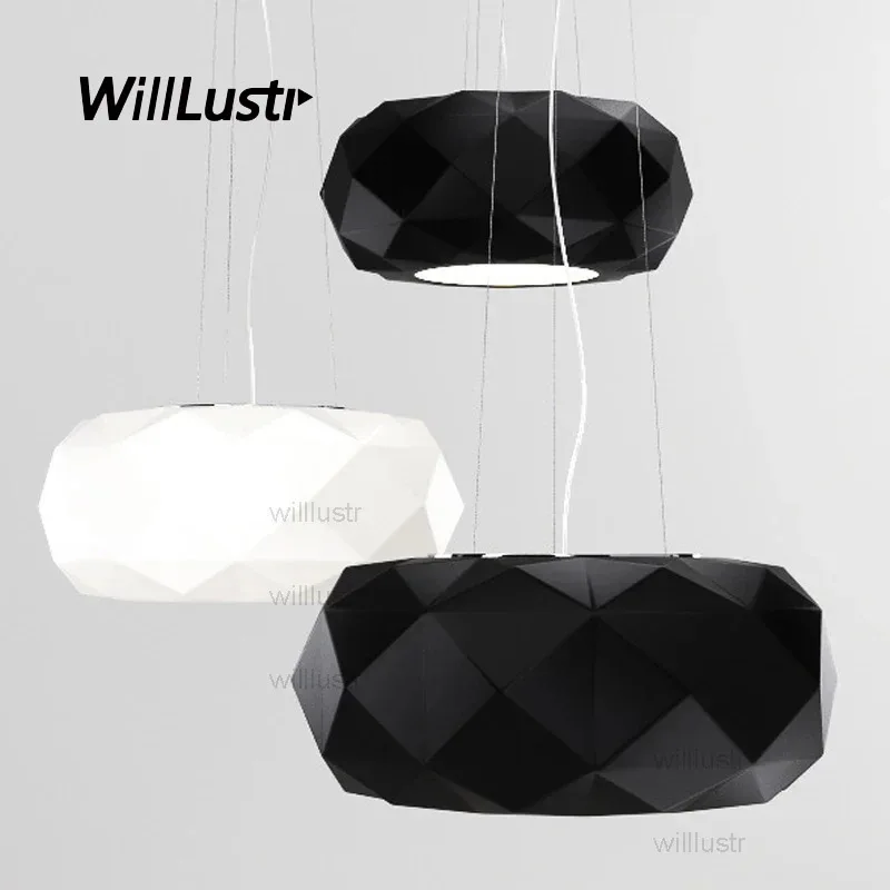 Glass Diamond Pendant Lamp White Black Suspension Light Cafe Bar Murano Due Muranodue Leucos Deluxe Hanging Ceiling Chandelier