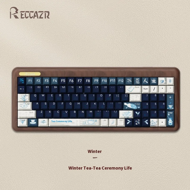 RECCAZR R100 Walnut Mechanical Keyboard Three Mode Bluetooth Wireless Keyboard Custom Hot Swap Office Pc Gamer Accessories Gift