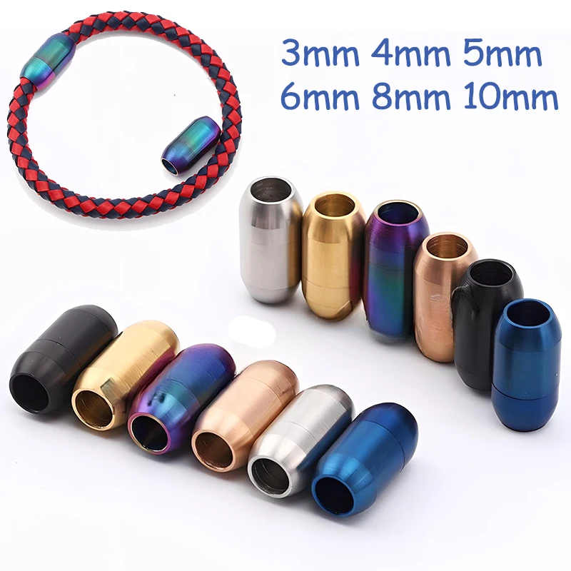 10PCs Stainless Steel 3mm-8mm Magnetic Clasps Leather Cord Bracelet Magnet Lace Buckle Necklace DIY Jewelry Making Accessories