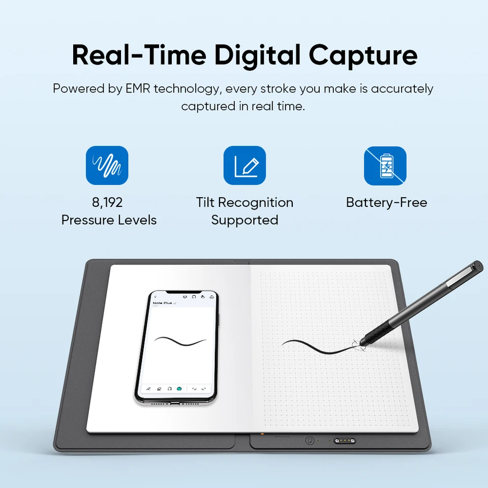 XPPen Note Plus Bluetooth Smart Notebook Battery-free Pen Graphics