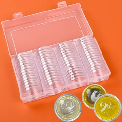 Clear Round Coin Capsule Container Storage Box Gold Copper Coins Holder Portable Case Organizer Box For Coin Collect