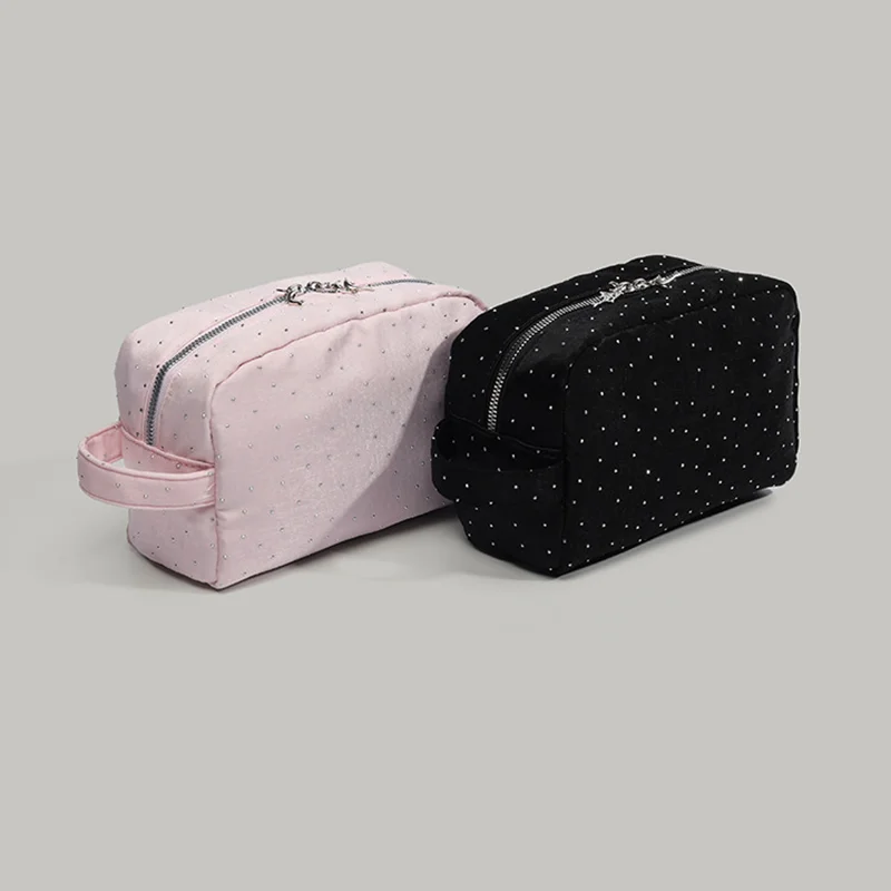 

Diamond Portable Makeup Bag Hand-Held Square Bag Multifunctional Travel Storage Cosmetic Bag Clutch Purse Handbags