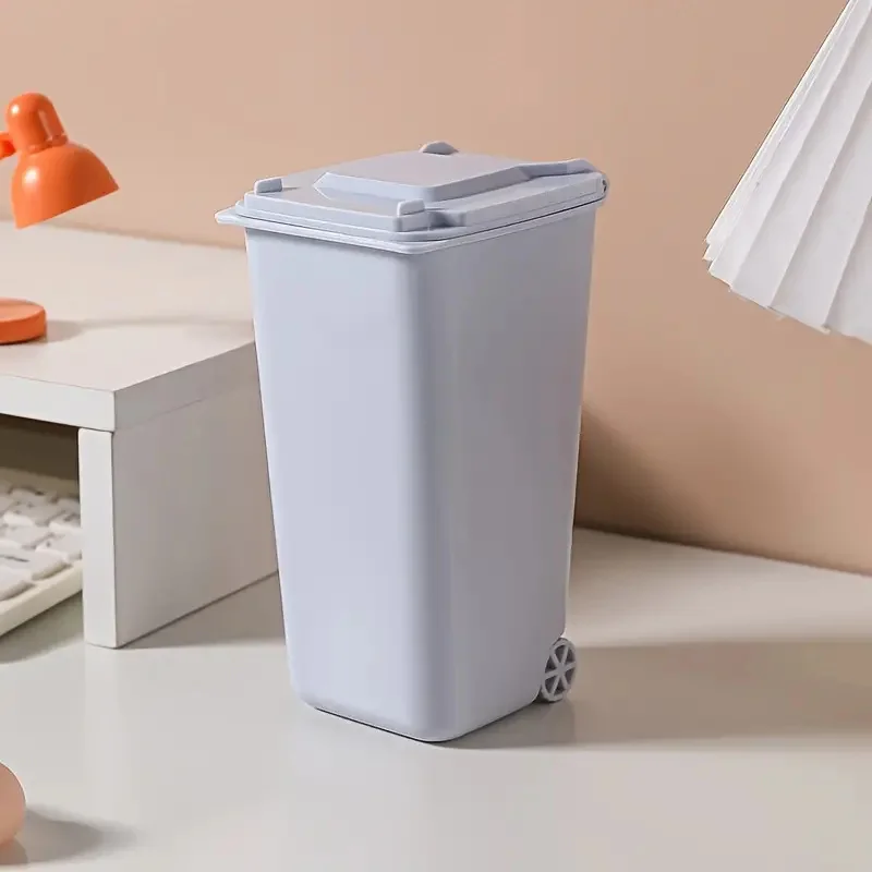 Adorable Cartoon Desktop Trash Can & Pen Holder - Compact Lided Storage for Clean, Organized Workspaces - Perfect Paper Basket f