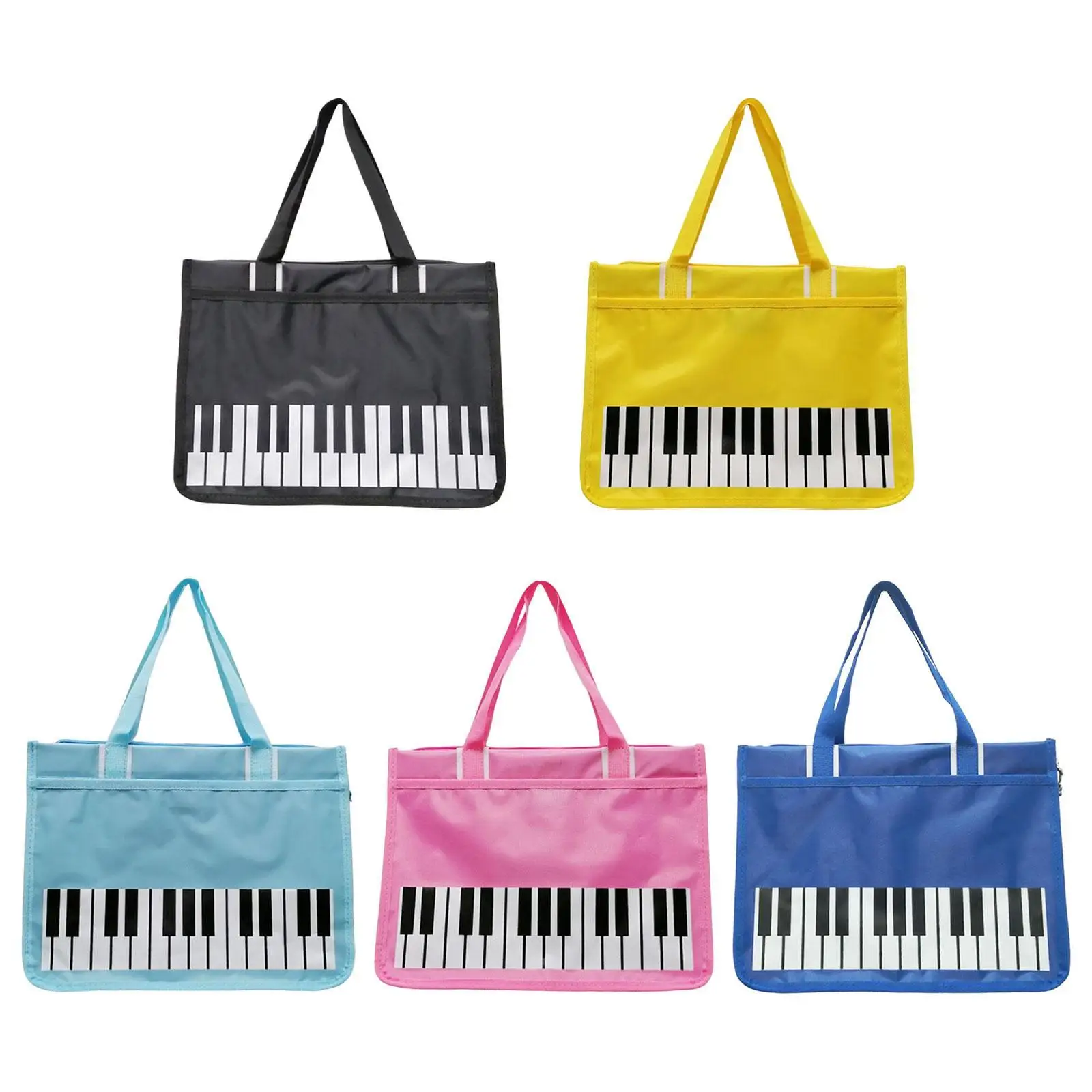 

Piano Key Note Tote Bag Grocery Bag, Large Capacity Zipper Reusable Handbag