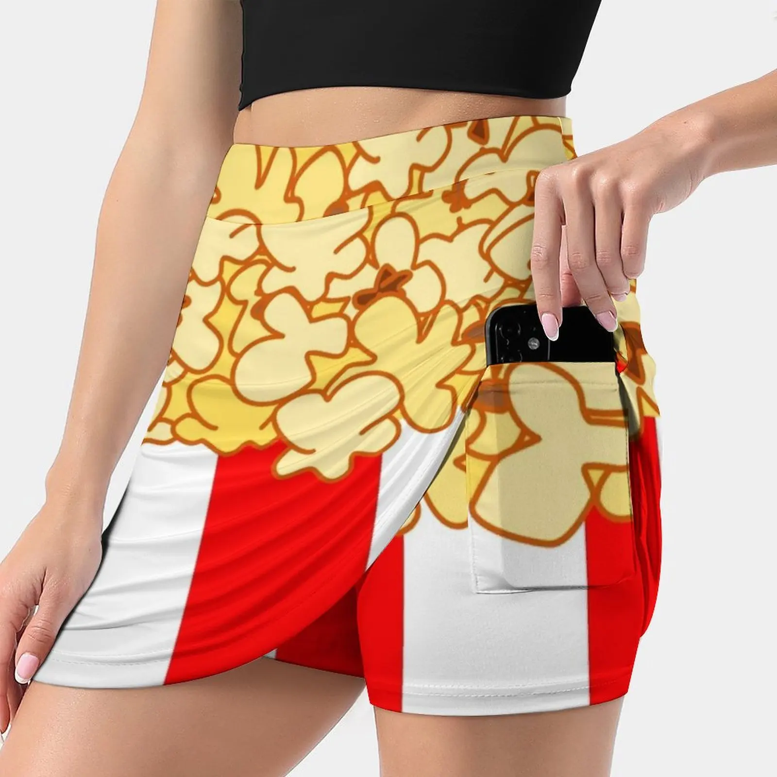 Popcorn Women's skirt Aesthetic skirts New Fashion Short Skirts Popcorn Movie Cinema Food Snack Border Novelty Novelty Halloween