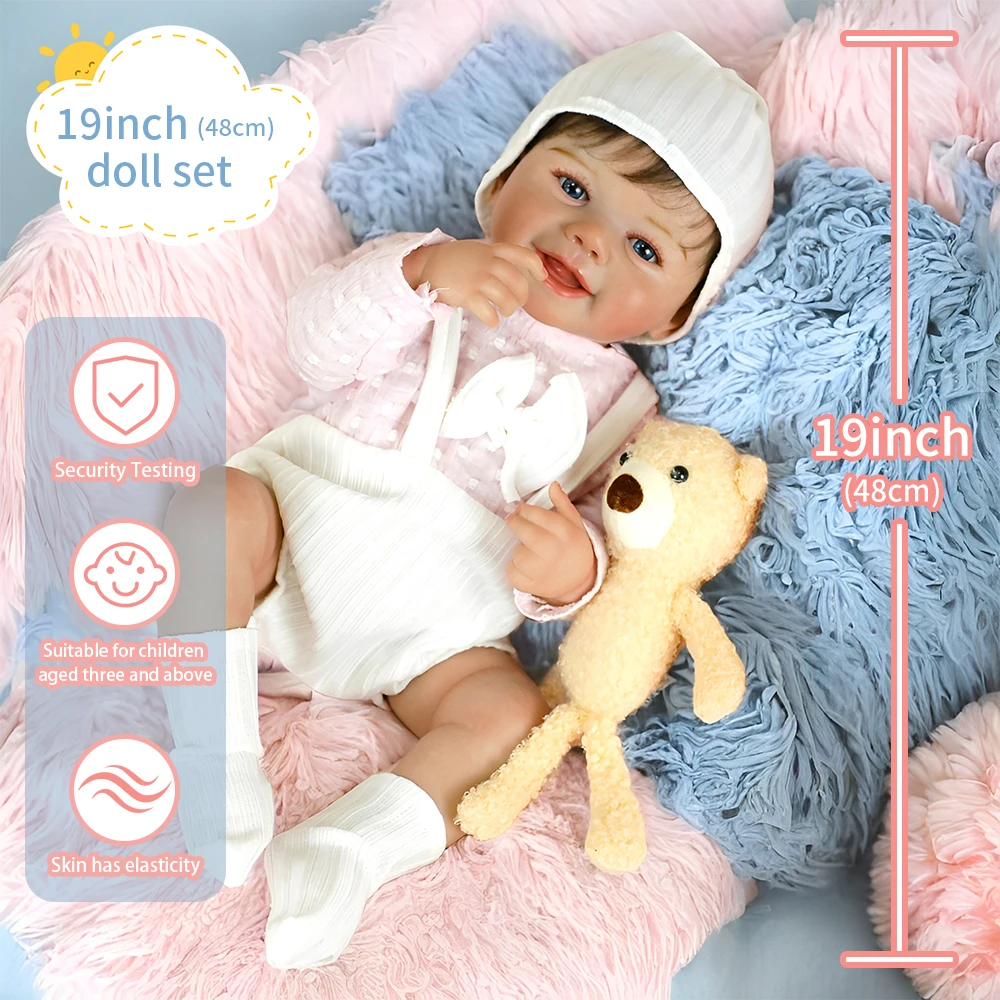 19 بوصة واقعية تولد من جديد دمية طفل إيمي فتاة مع الشعر الجذور الوليد ثلاثية الأبعاد الجلد مرئية الأوردة اليدوية لعبة هدية الكريسماس للفتيات #1