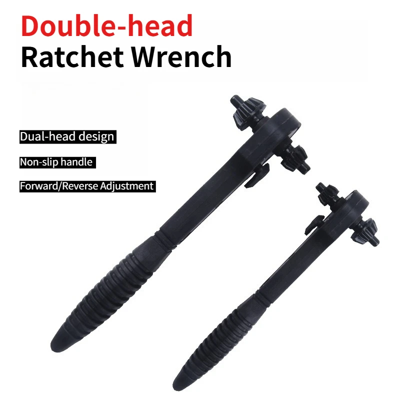 Double-Ended Ratchet Wrench Chuck Dual Head Key Wrench Forward/Reverse Adjustment Power Drill Press Electric Accessory Hand Tool