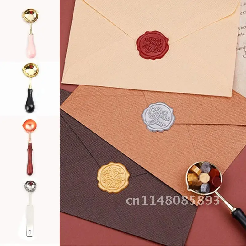 Colher de madeira para derreter a cera, alça, selo de selagem, artesanato vintage, casamento antigo, selo envelope, anti quente
