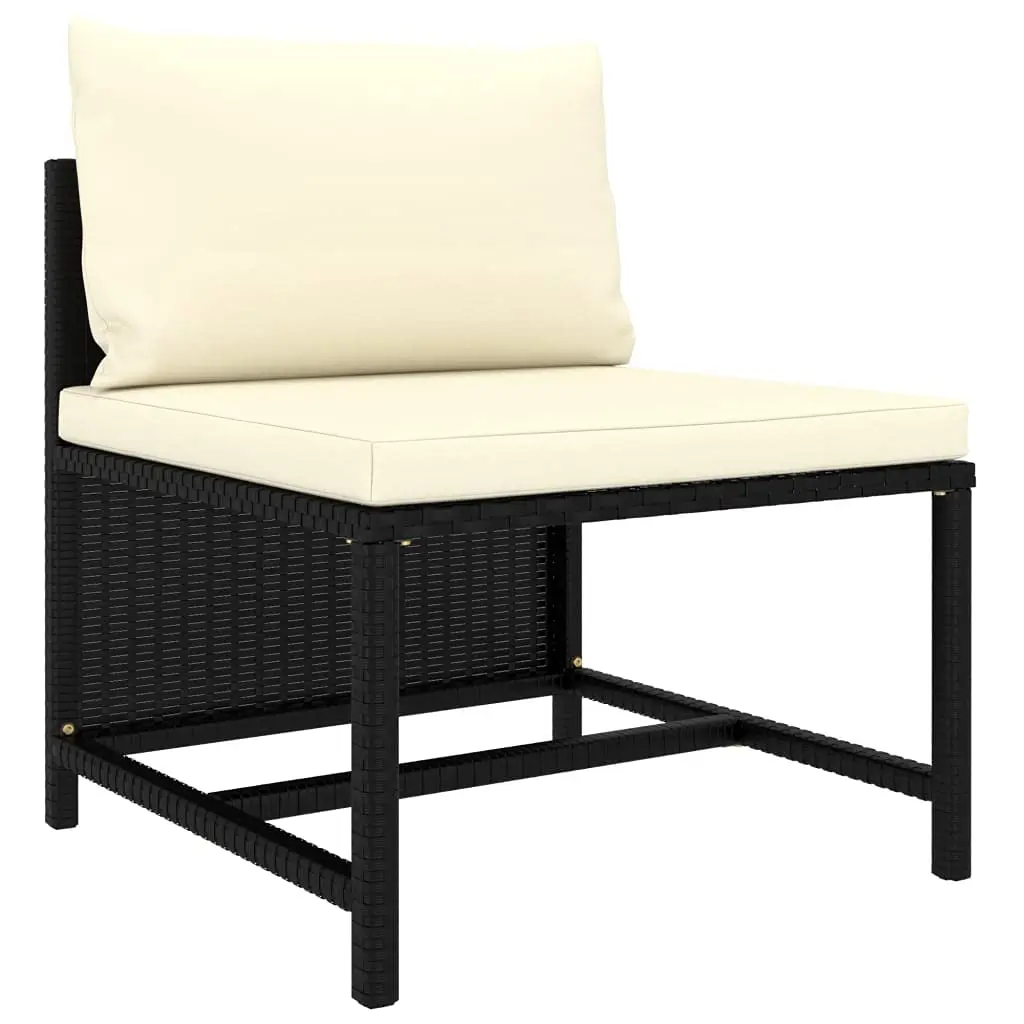 3-Piece Patio Sofa Set with Cushions Modern All-Weather Outdoor Furniture for Garden Pool Backyard Black Poly Rattan, Customized