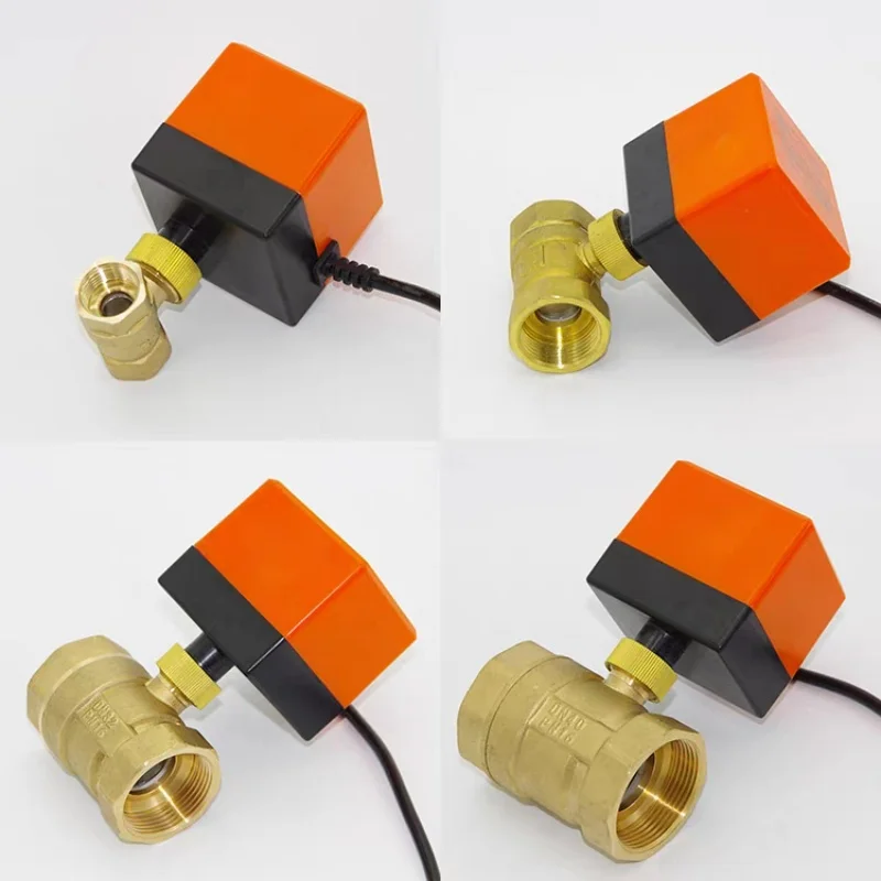 Brass Motorized Ball Valve 1/2' 3/4' 1' 1-1/2' AC220V DC12V DC24V 3-Wire 2-Way Electric Actuated Ball Valve for Plumbing