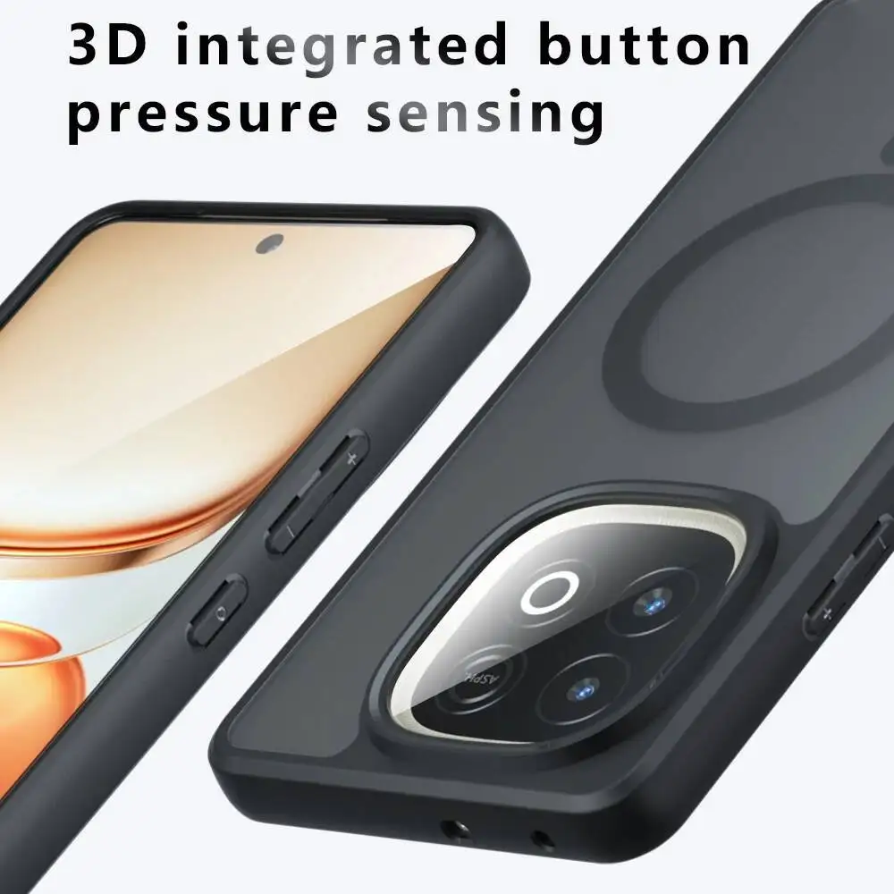 Case For IQOO neo 10 global 15 Z10 Turbo Pro plus for Magsafe Wireless Charging Frosted Matte PC TPU Transparent Cover Bumper