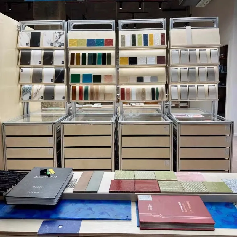 Birch Ocean Panel Aluminum Profile Display Cabinet Floor Shelf Storage Coffee Sample Display