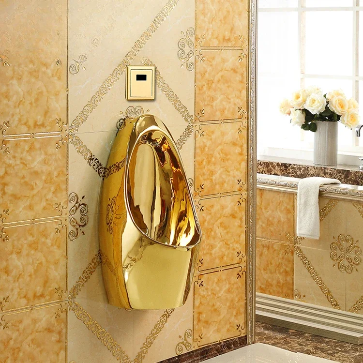 

Wall-mounted automatic sensing golden urinal, men's wall-mounted urinal, ceramic KTV urinal urinal
