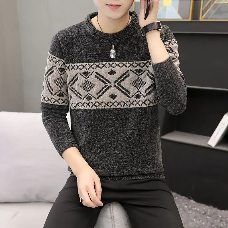 Abbigliamento da uomo Autunno Inverno Patchwork a contrasto Pullover larghi Top Manica lunga O-Collo Maglioni vintage Moda Casual