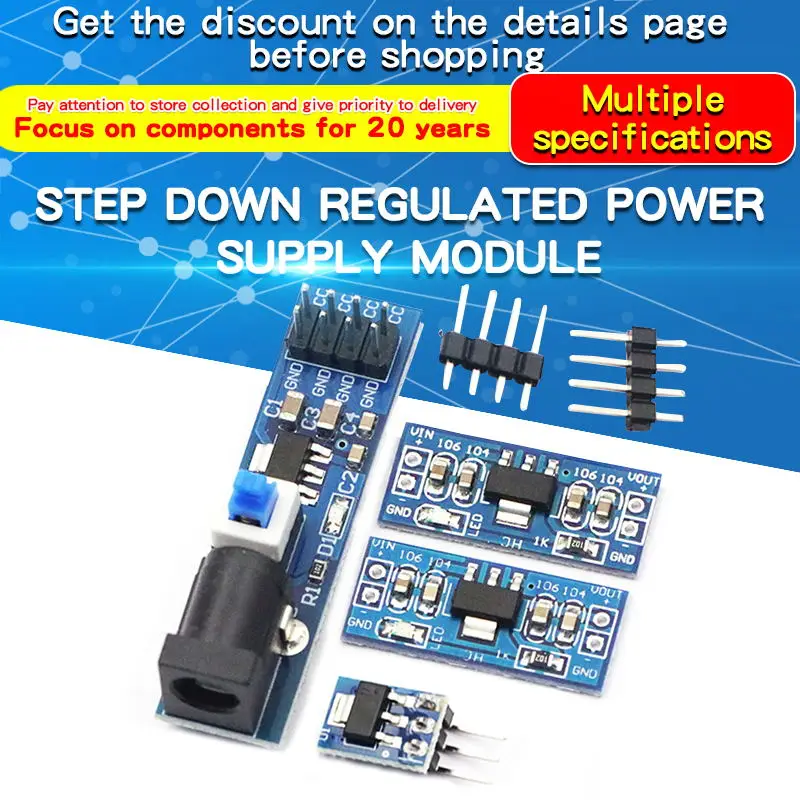 1PCS 5V Zu 3,3 V DC-DC Schritt-Down Power Supply Module AMS1117 Buck Regulator Modul Board Power board mit DC Kopf