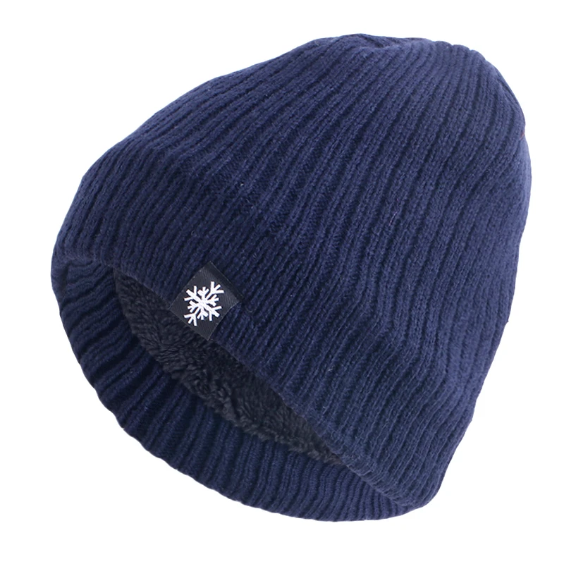 Unisexowe czapki zimowe z etykietą płatka śniegu, dziergane czapki dla mężczyzn i kobiet, czapki typu skullies, czapki beanie, czapki outdoorowe z futrzaną podszewką, ciepłe czapki sportowe.