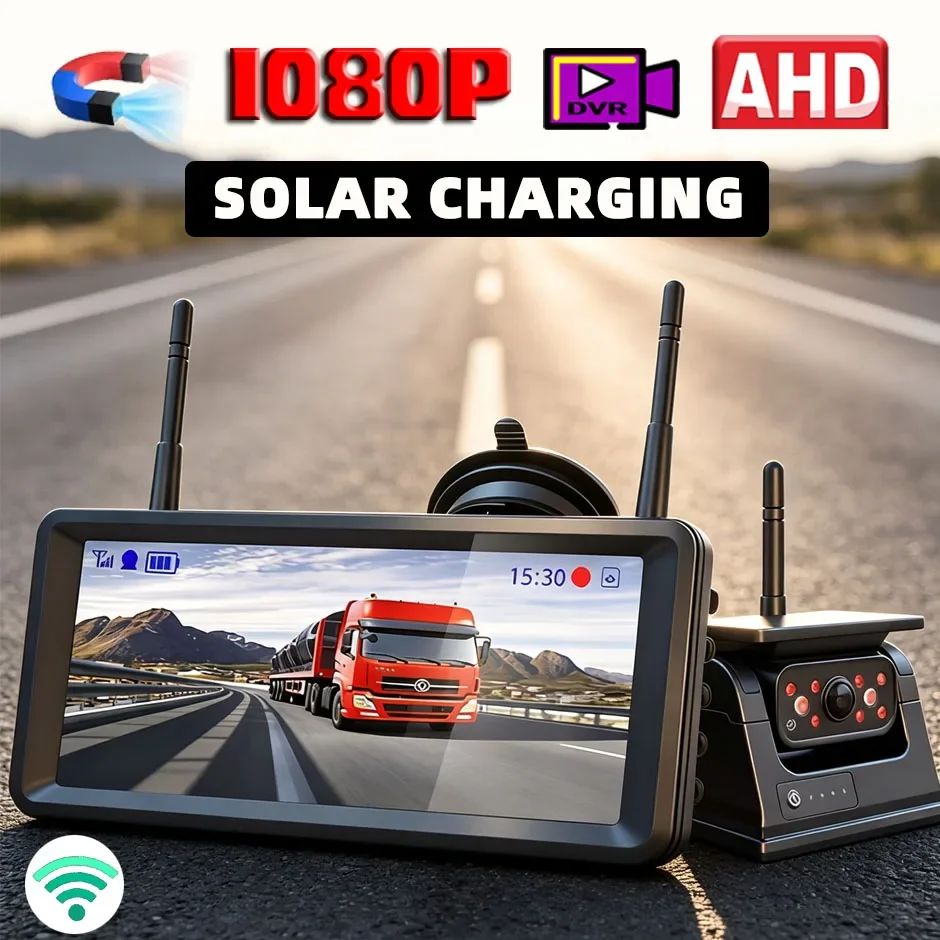 Wireless Solar Powered Energy Magnet Reverse Backup Camera with 7