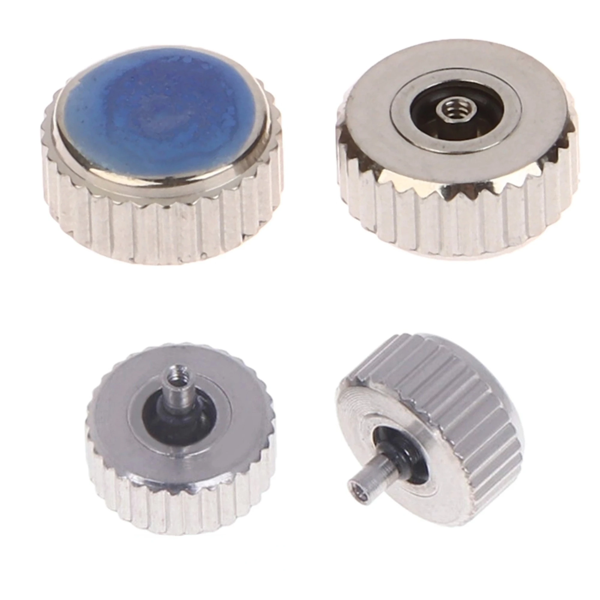 2Pcs/pack Silver Color Stainless Steel Watch Crown 4.5mm-7mm Head Diameter With Flat Tube DIY For Watches Repair L4429