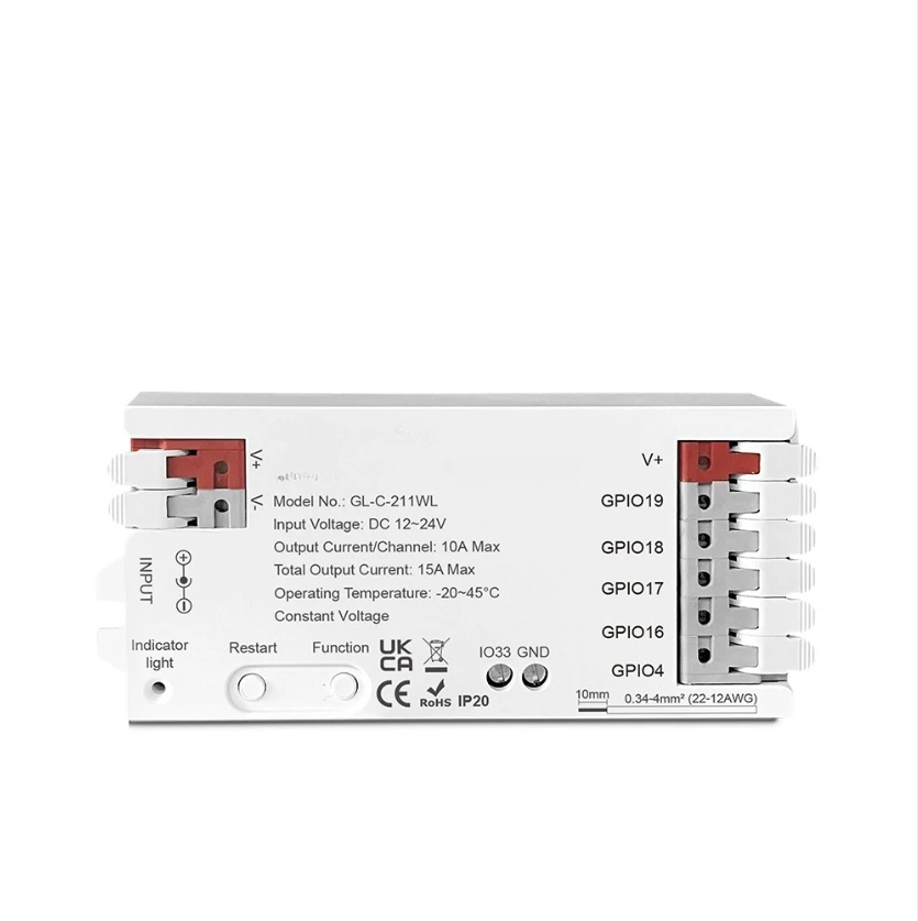 

5-in-1 For PWM Dimming Module for LED Strips with WiFi APP DC12-24V 15A for RGBCCT RGBW RGB CCT and Single Color Lights