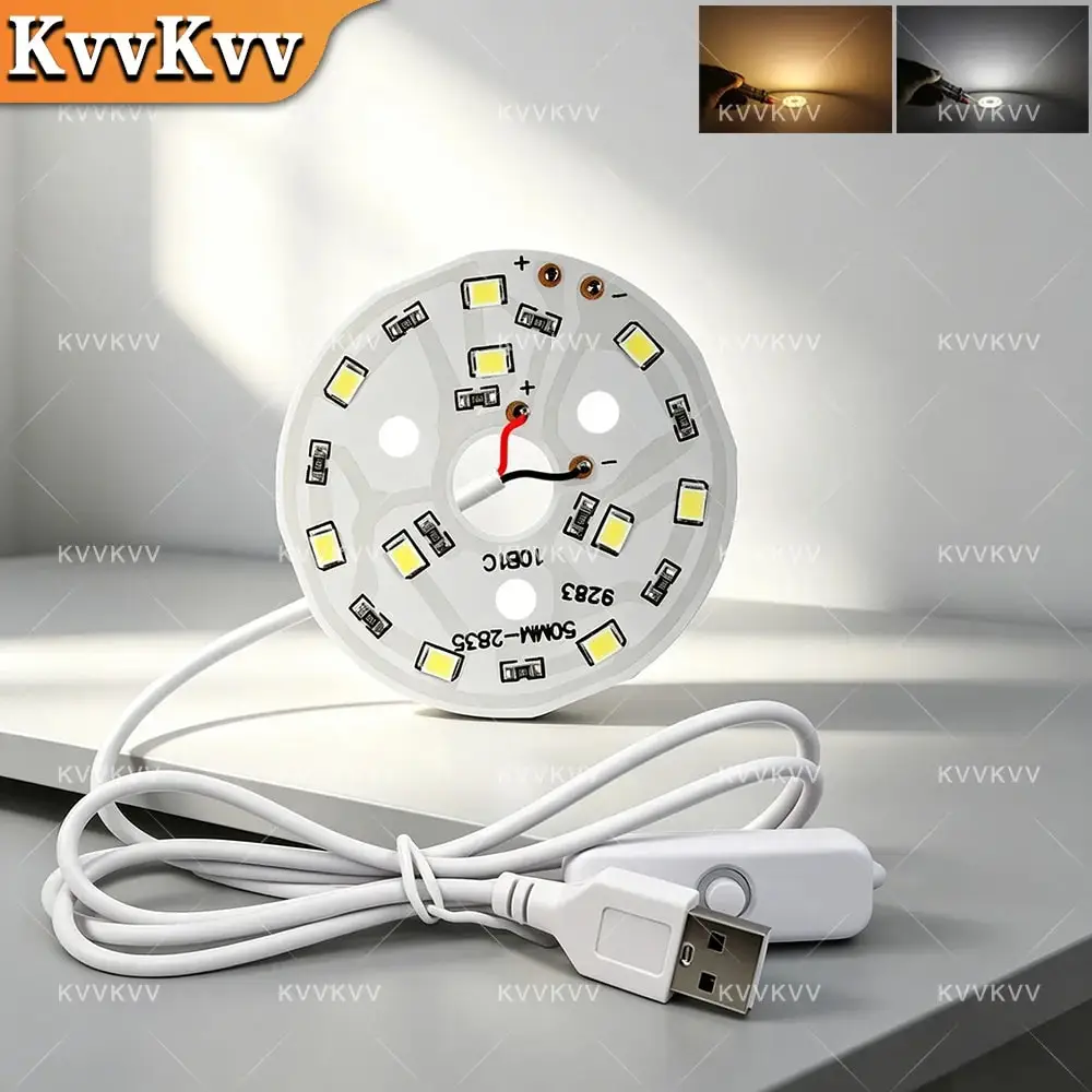 1PC SMD5730 LED Chip Light Source Module 5W/10W USB DC5V Ring Beads for DIY Indoor Lighting, Warm/White Light, 1.5M Switch Cable