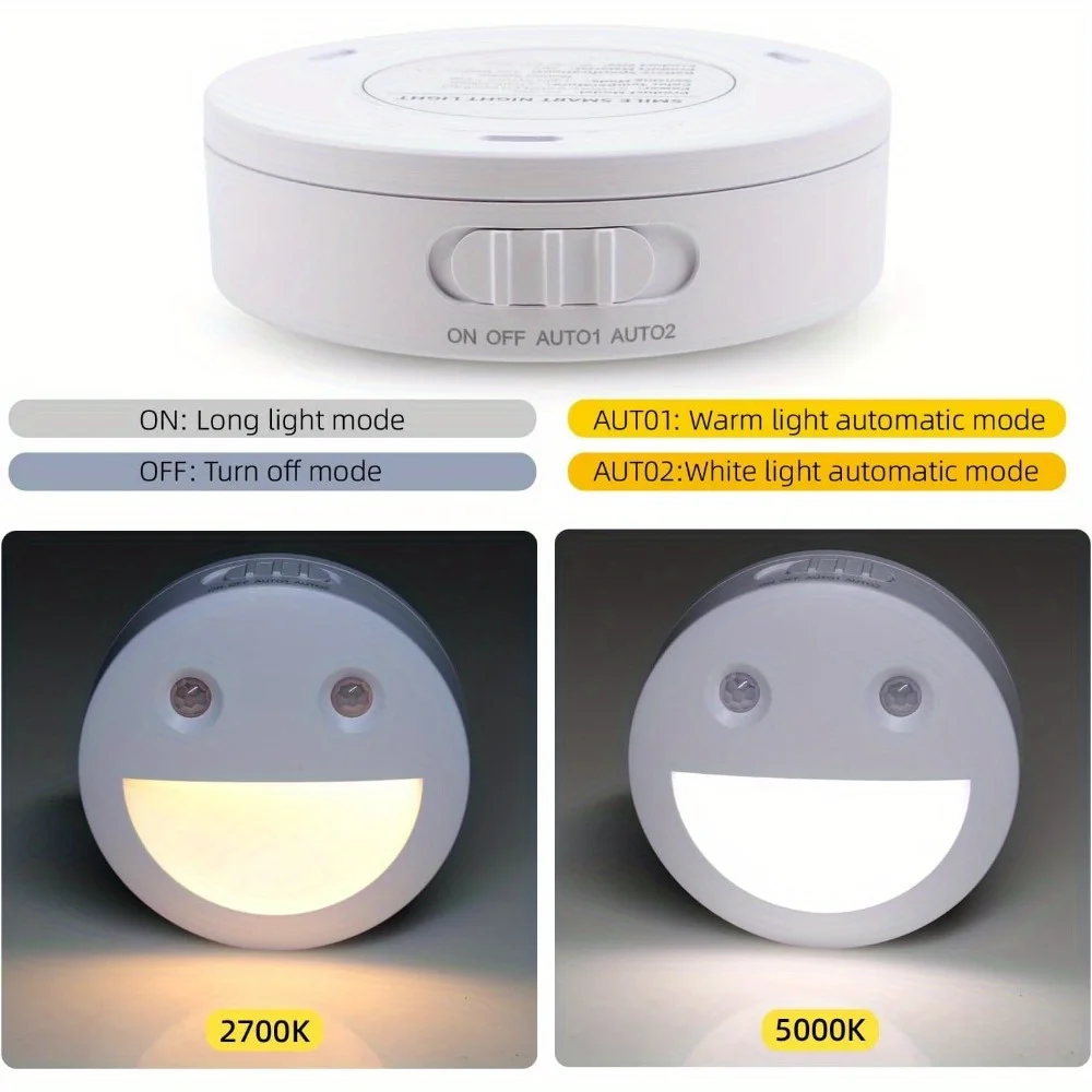 2pcs Smart Night Light - Light Sensor + PIR Motion Sensor. Night light, the new home essential! Home Portable Night Light