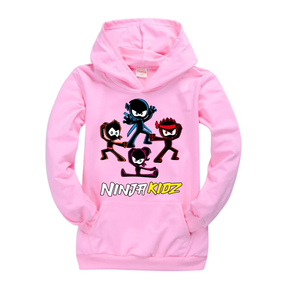 

Spring Autumn NINJA KIDZ Fashion Boys Cartoon Sport Hoodies T Shirt Outerwear Children Long Sleeve Casual Hooded Sweatshirt