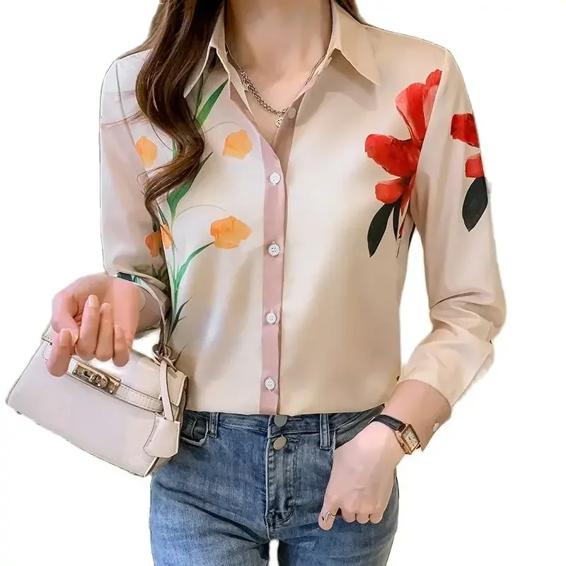 

beautiful printing Blouses for women Tops Blusas Mujer New chic office ladies shirts