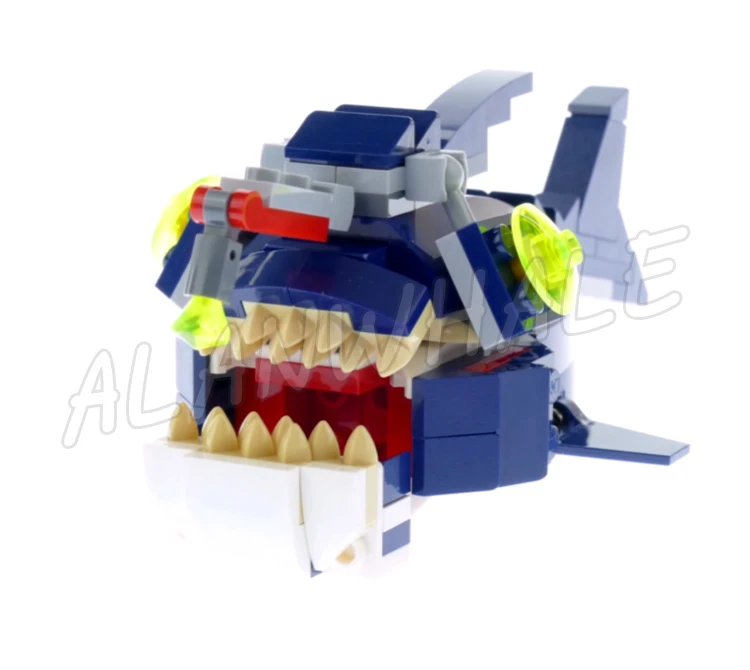 388pcs Creative 3in1 Deep Sea Creatures Dark-blue Shark Crab Squid Angler Fish 31009 Building Blocks Toy Compatible With Model