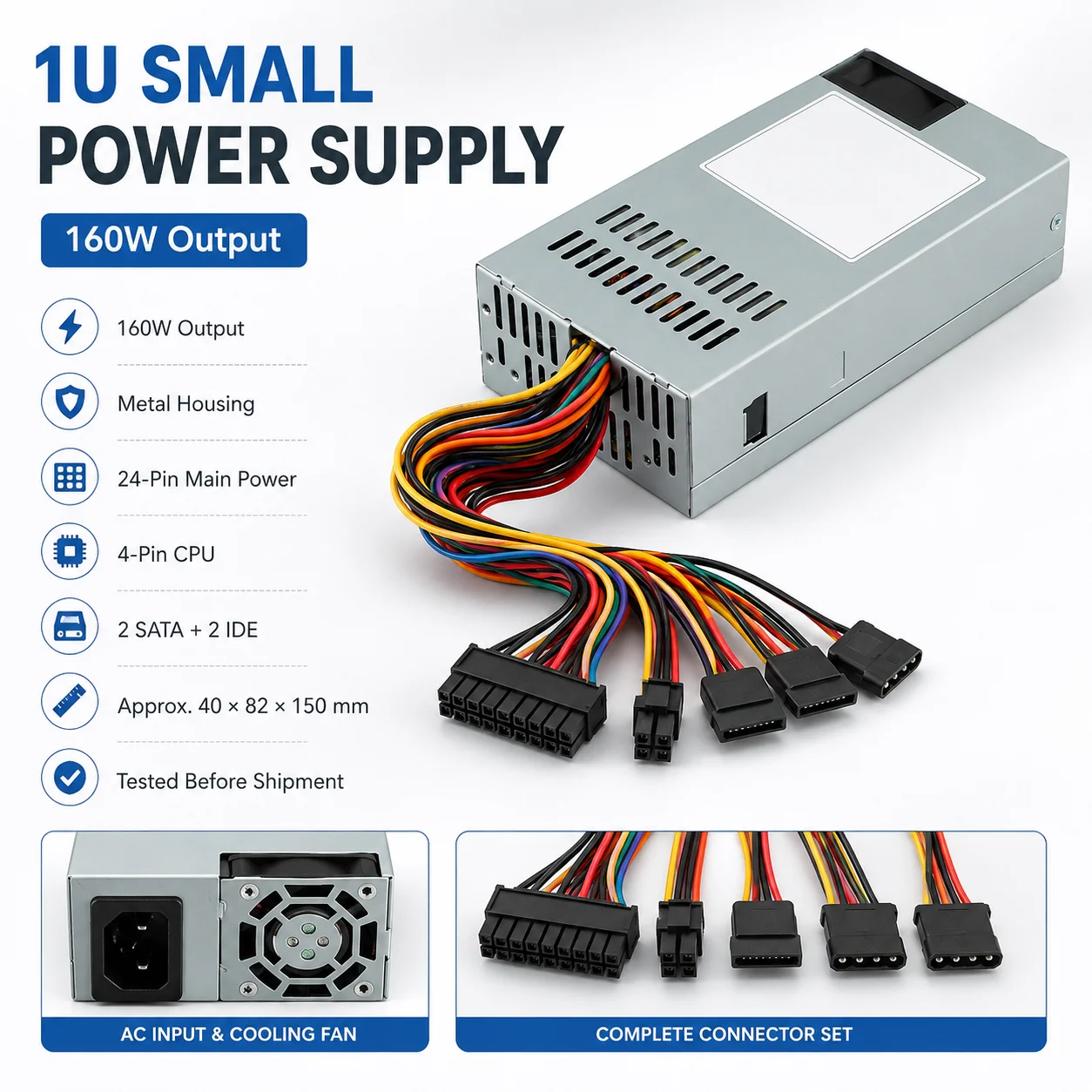 AC Power Supply 1U Power Supply Suitable For Small Power Supplies IDE Ports For All-in-One Approx. 40*82*150mm