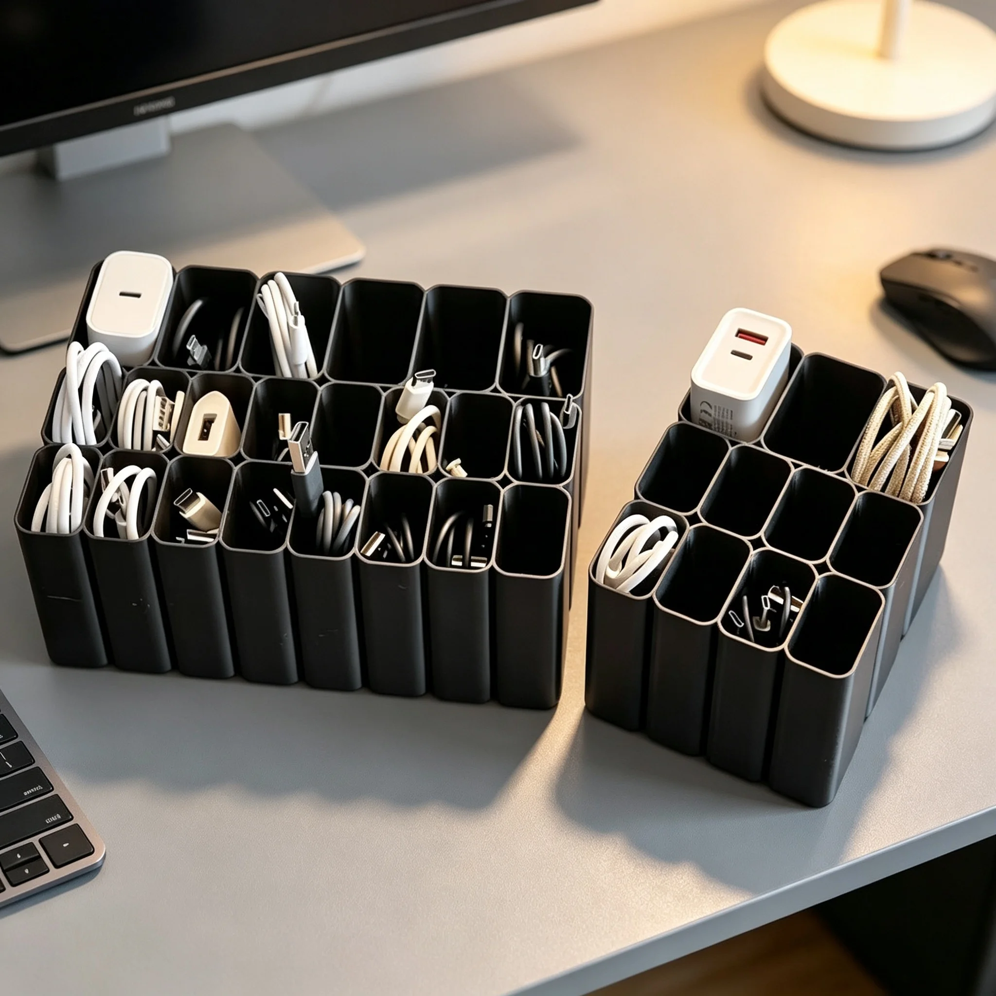 Cable Organiser Box with 11/22 Switch Cases, Desktop Charger Cable Storage Organiser Box for Home Office Desk Accessories