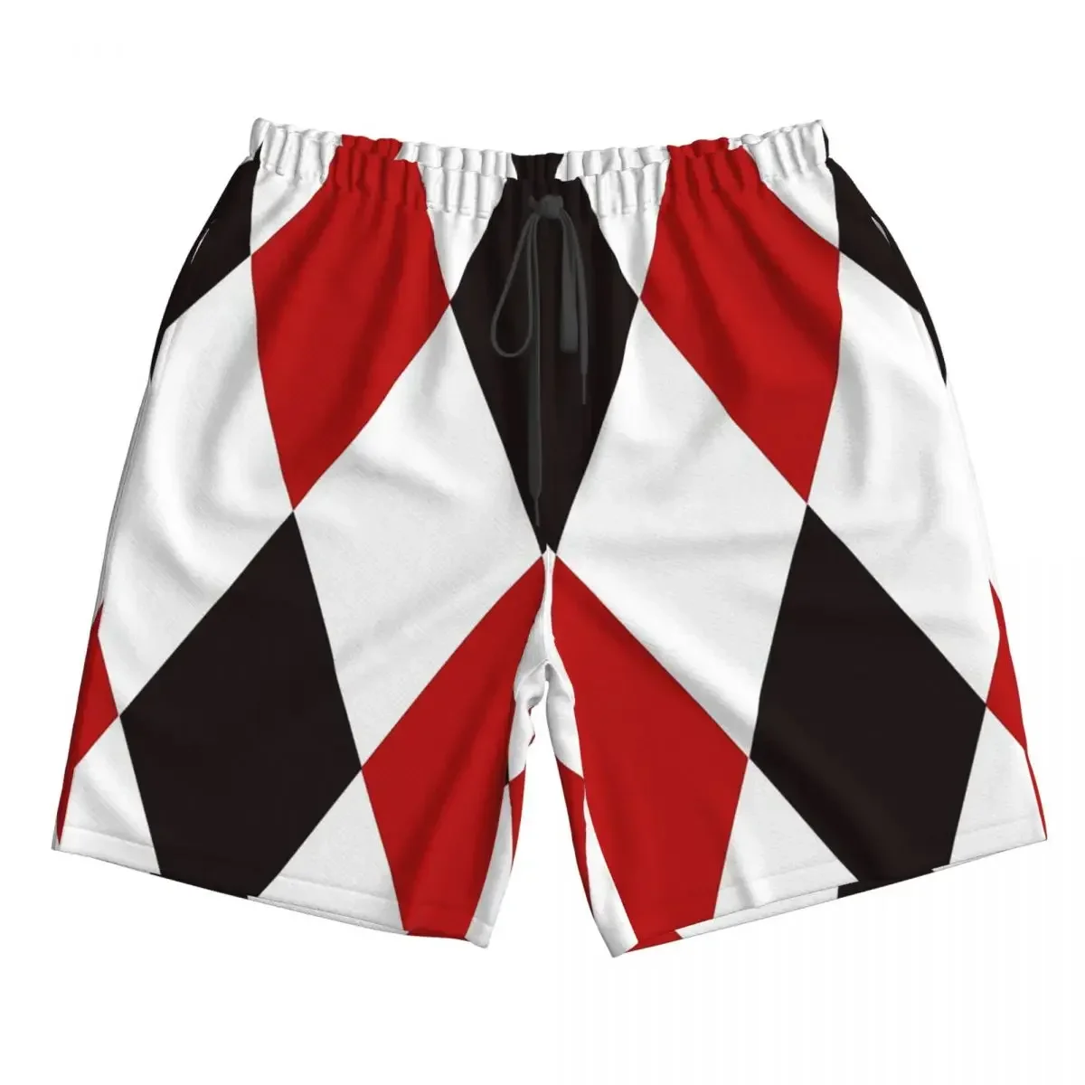 Harlequin Plaid Playing Cards Diamond Trunks Beach Board Shorts Casual Quick Dry Swimming Summer Men Pants