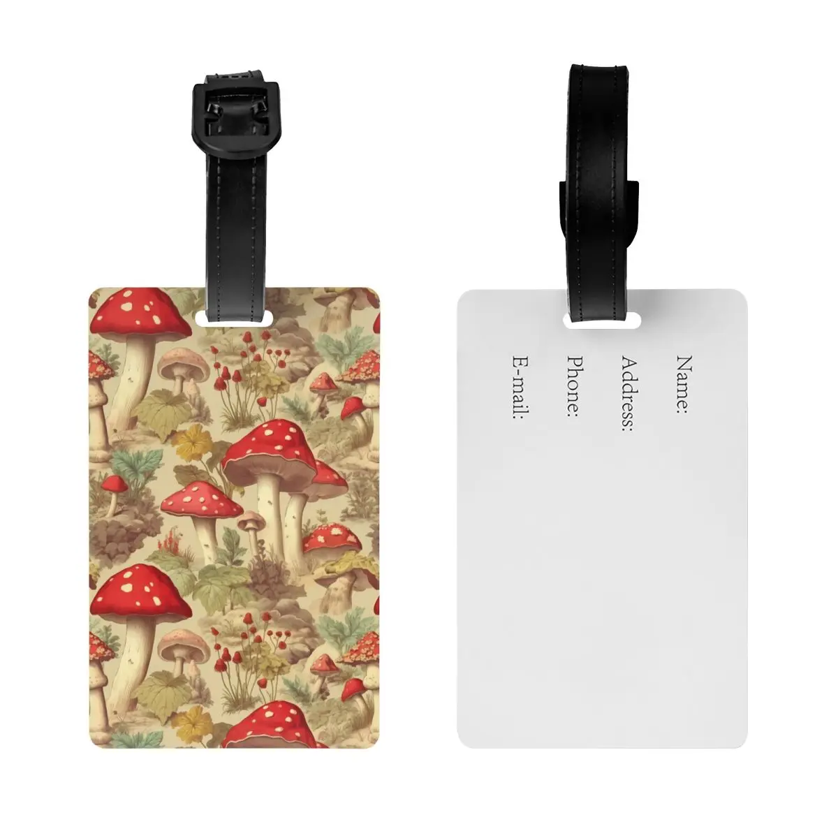 Custom Magic Mushroom Forest Luggage Tag Custom Baggage Tags Privacy Cover Name ID Card