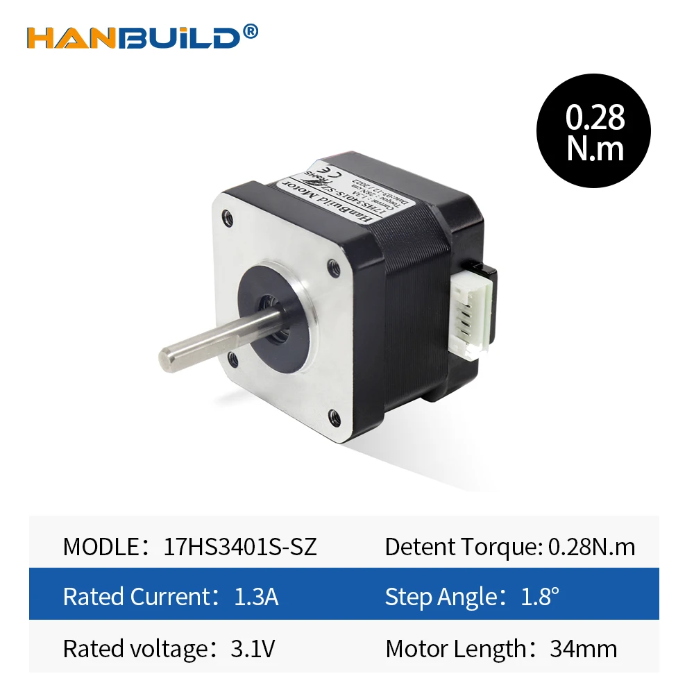 NEMA17 Dual Axis Stepper Motor 28N.cm 1.3A 2 Phase 4 Leads 17HS3401S-SZ 1.8 Degree CNC Engraving Machine 3D Printer Accessories