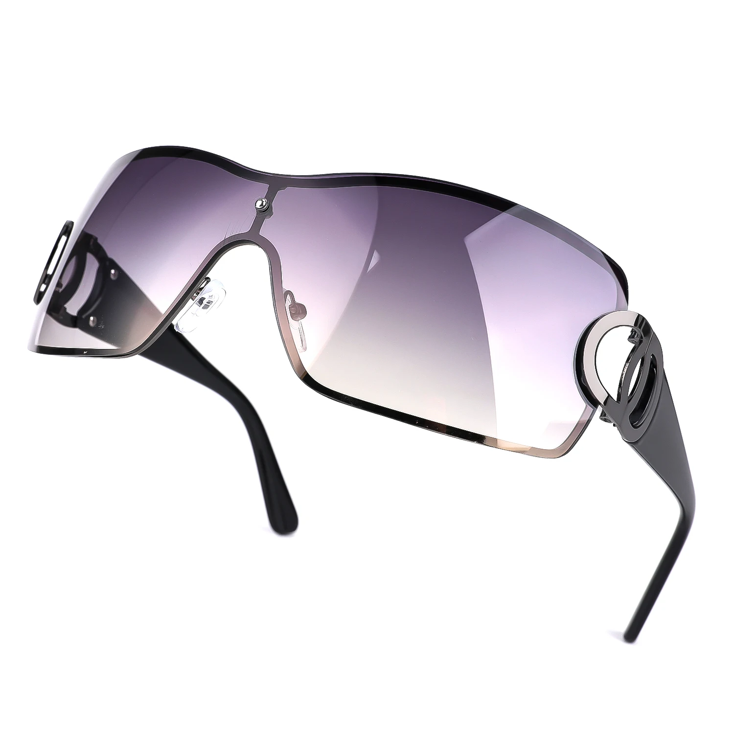 Retro Damen Sonnenbrille um y2k Sonnenbrille futuristische Farbverlauf Linse Sonnenbrille moderne Sonnenbrillen – Detail 1