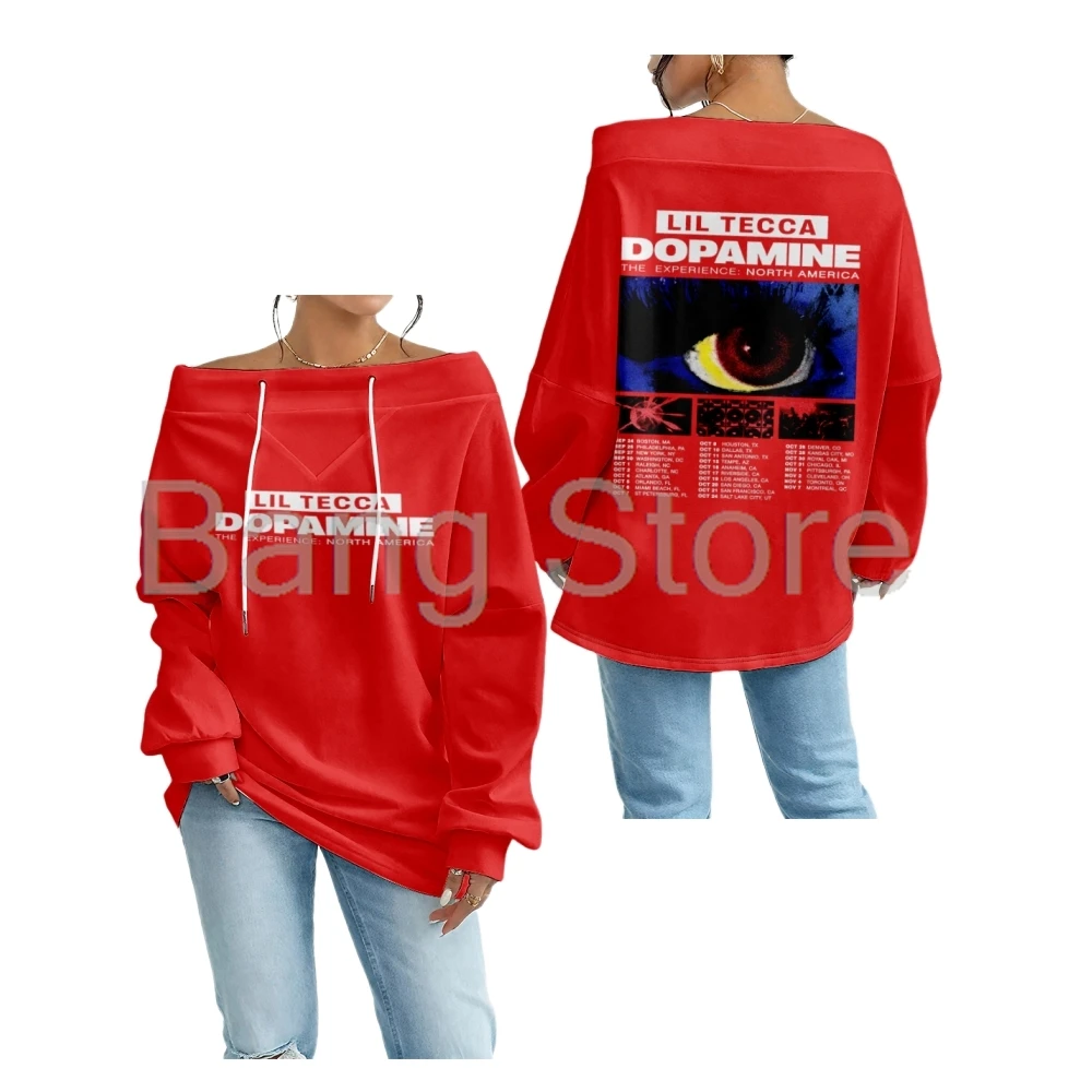 ลิล เทคก้า ดีโอปามีน เอ็กซ์เพิร์นซ์ ทัวร์อเมริกาเหนือเสื้อคอเรือผู้หญิงแขนยาวลำลองเสื้อผ้าสตรีท ‌