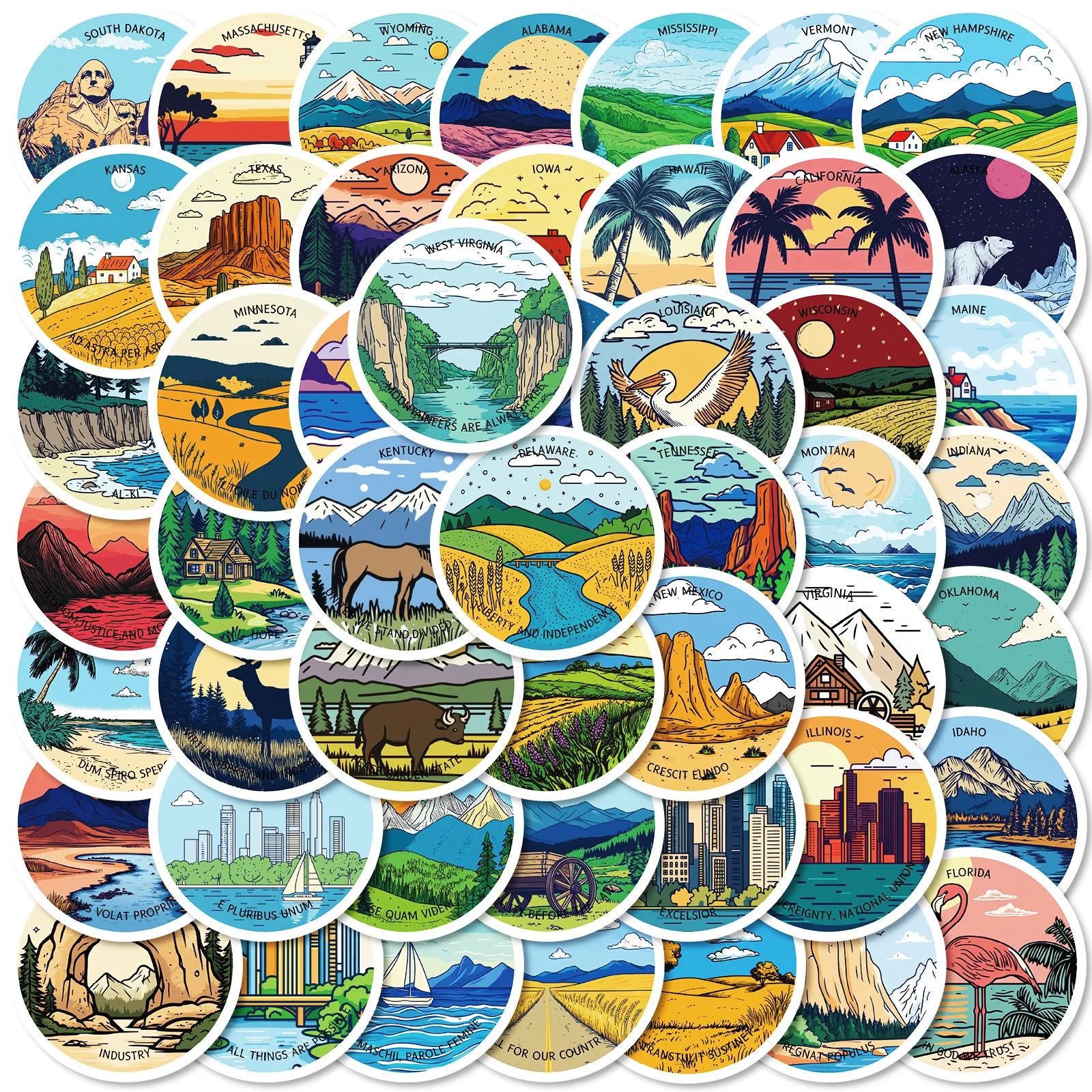 

50Pcs Cute Outdoor Landscape Stickers Travel DIY Stickers Scrapbooking Phone Luggage Skateboard Waterproof Decals