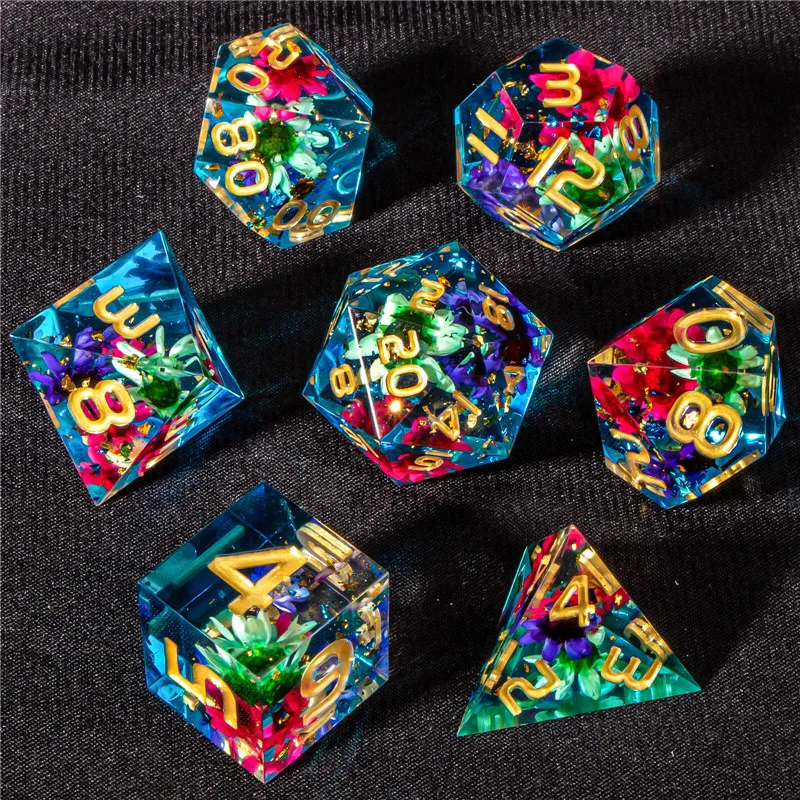 

KERWELLSI DND Resin Sharp Edge Dice Set, Polyhedral D&D Dice Set for Dungeon and Dragon Dice, RPG Role Playing Game D and D Dice