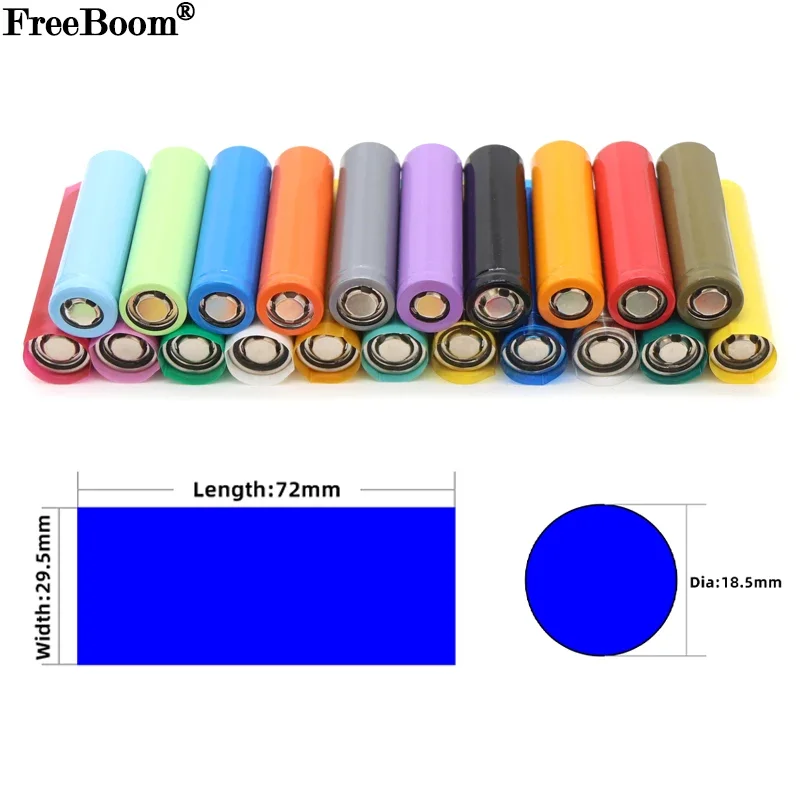 20/100/500 sztuk 18650 Lipo Battery Wrap PVC Rurka termokurczliwa Precut Szerokość 29,5 mm x 72 mm Izolowana folia ochronna Etui Pack Sleeving