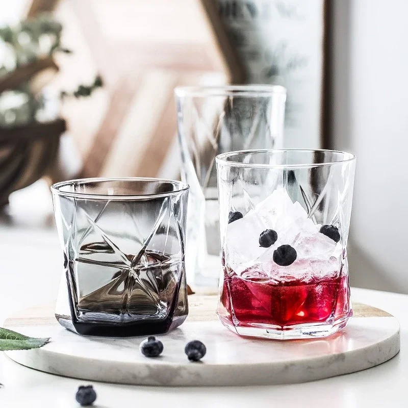 Bomioli Imported Glass Cup Juice Beverage Cup  Household Water Creative Personality  Geometric Design  Weibei