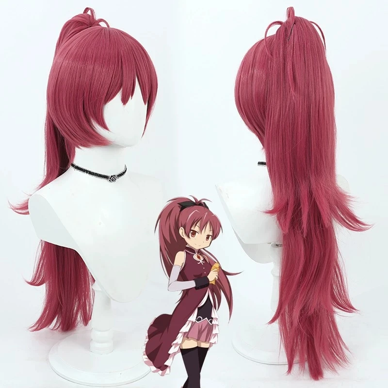

Anime Puella Magi Madoka Magica Sakura Kyōko/Sakura Kyouko Cosplay Wig Long Ponytail Heat Resistant Synthetic Hair Halloween